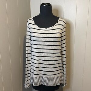 BCBGMAXAZRIA Women’s Medium STRIPED Stretch Jersey Knit HI-LOW HEM Pullover